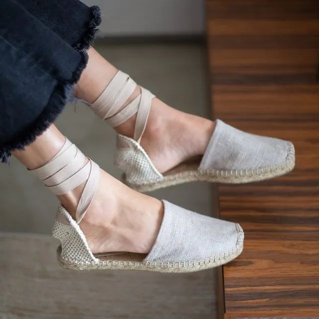 Zapatos planos de lino con tacón - edición limitada