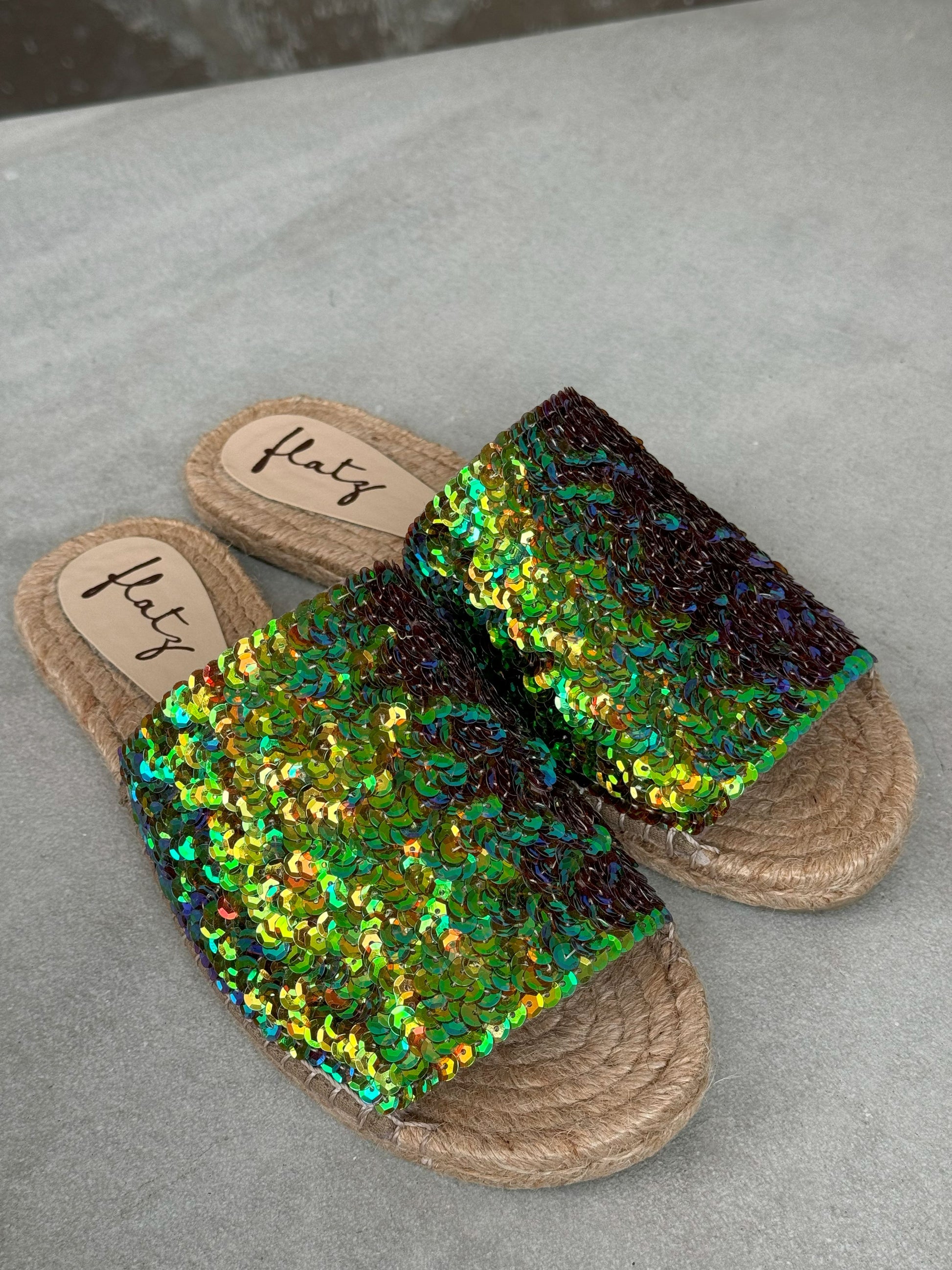Espadrille Slide - Iridescent Green