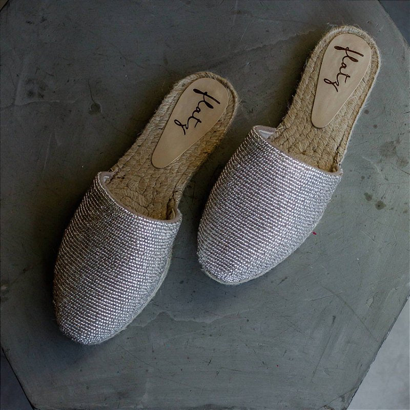 Embroidered Espadrille Mule - Transparent