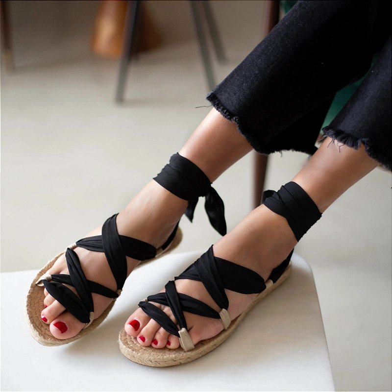 Cross Scarf Flat Sandal