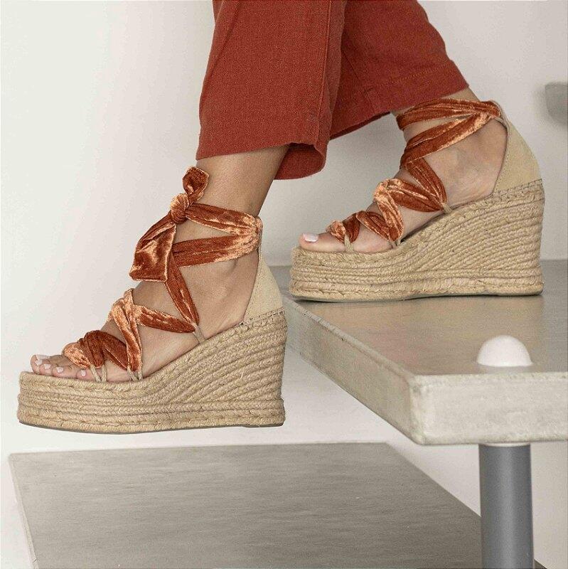 Espadrille Platform 10cm with Straps - Suede