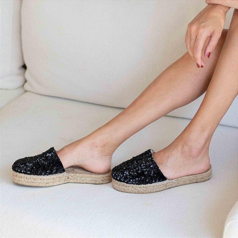 Espadrille Mule Mix - Double Black