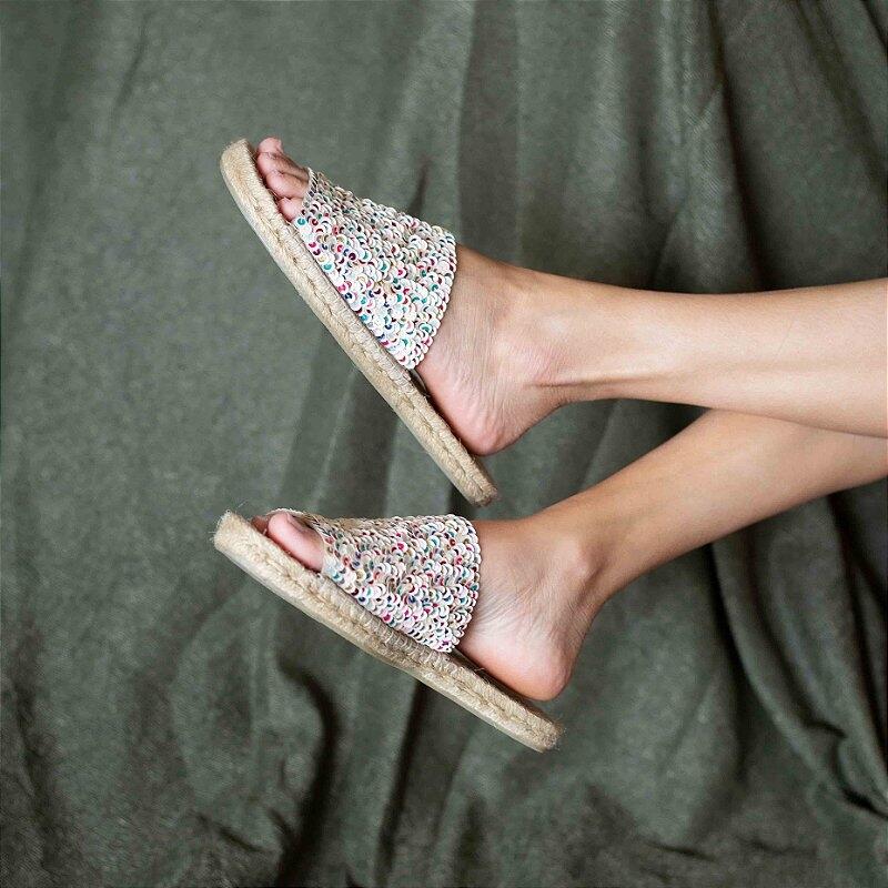 Embroidered Espadrille Slide - Colorful