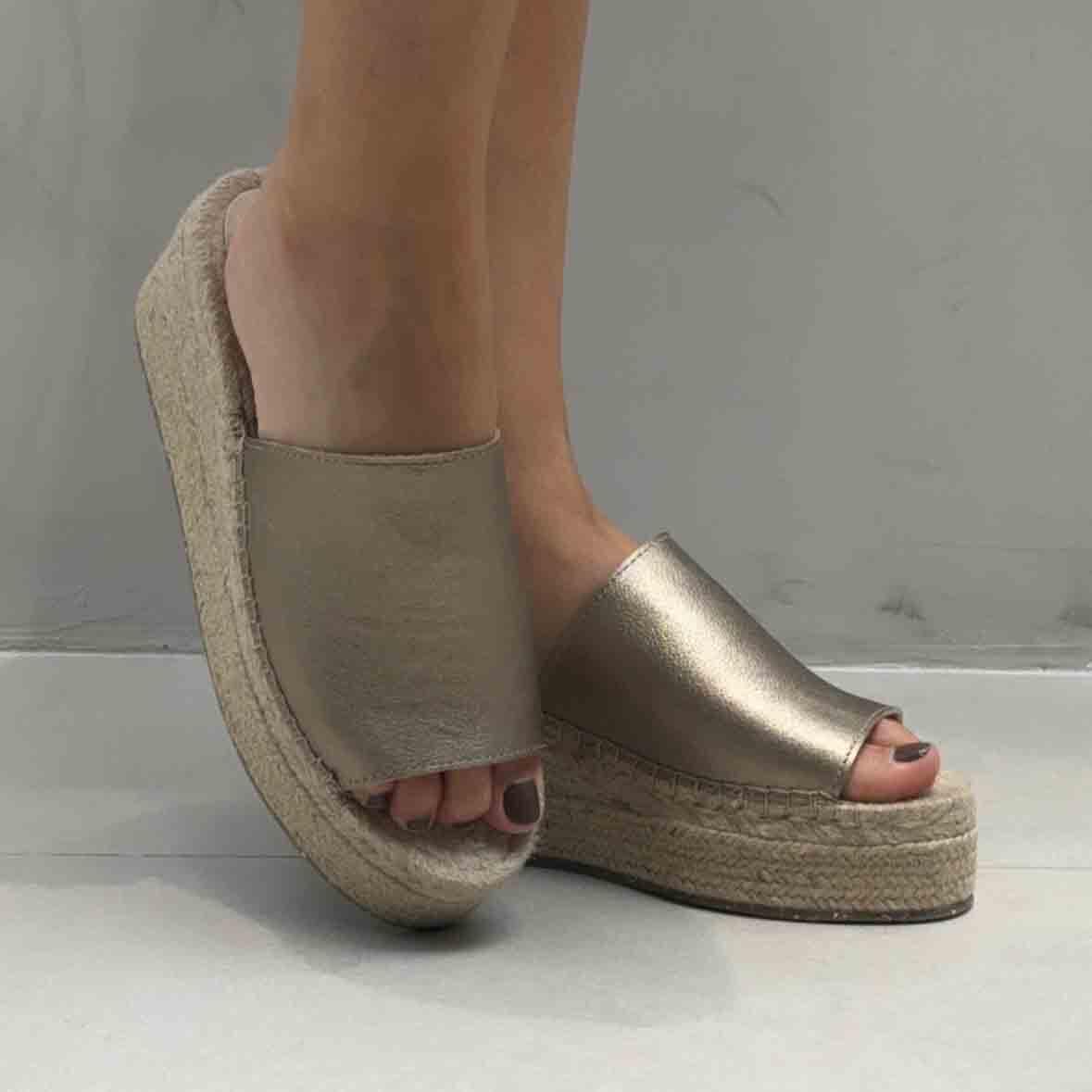 Espadrille Flatform Slide - Metallic