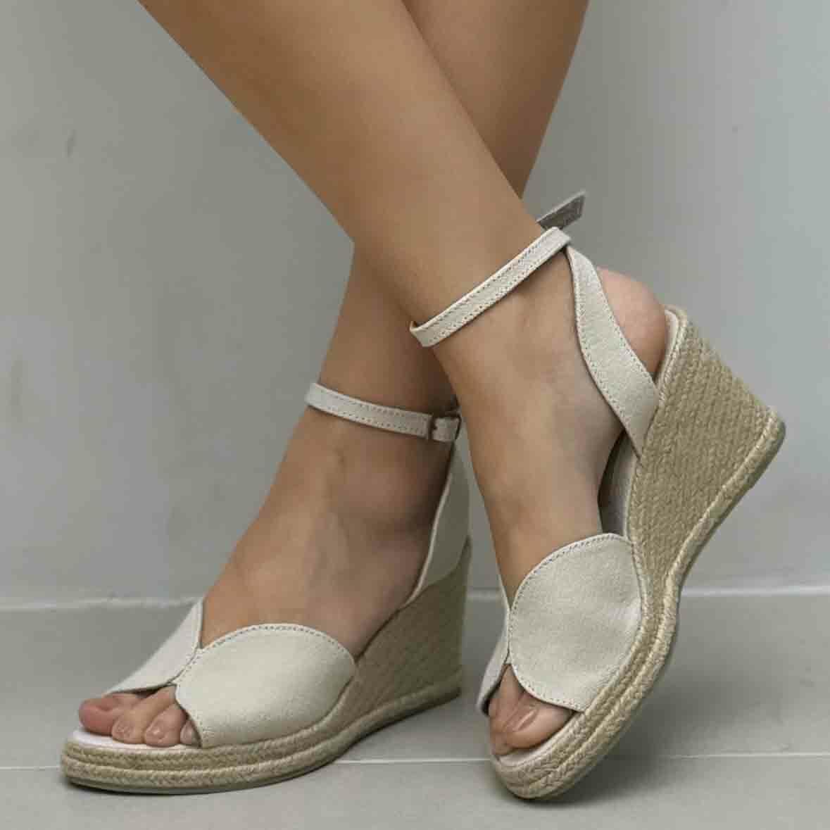 Espadrille Wedge Peep Toe - Off White