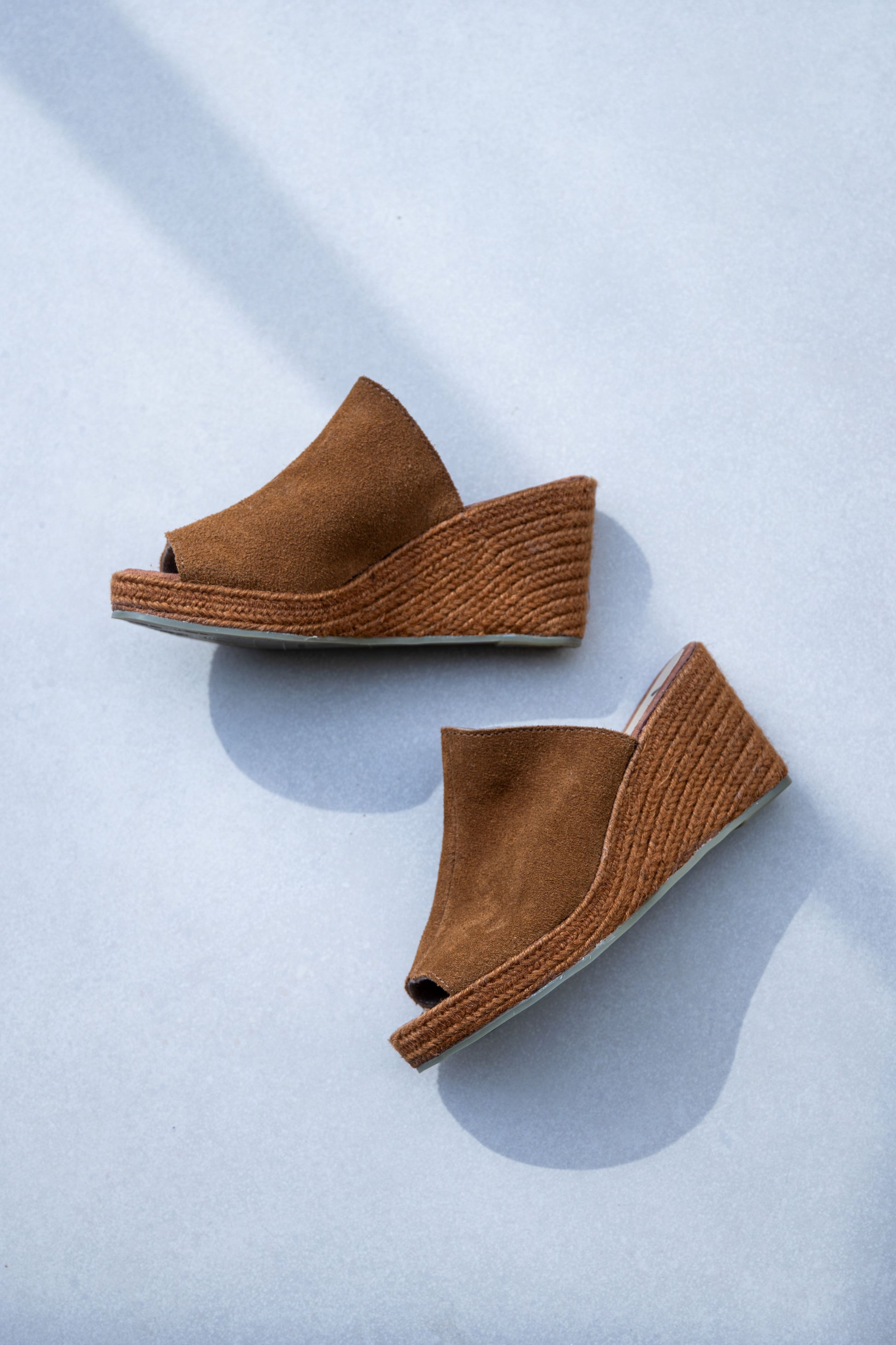 Suede Wedge Espadrille - Caramel
