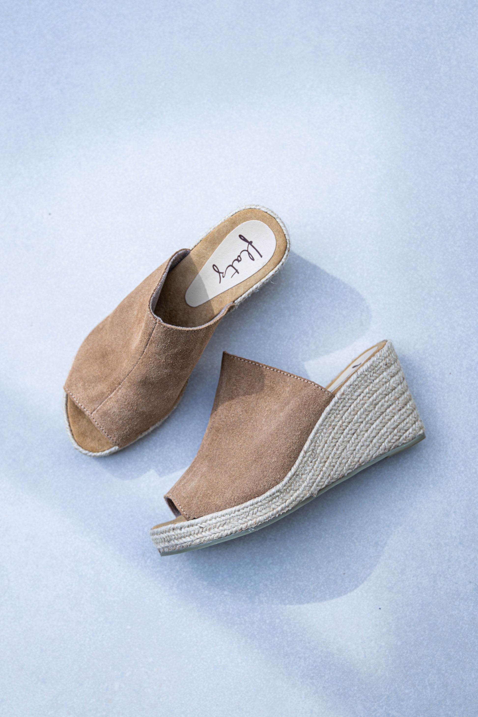 Suede Wedge Espadrilles - Ecru