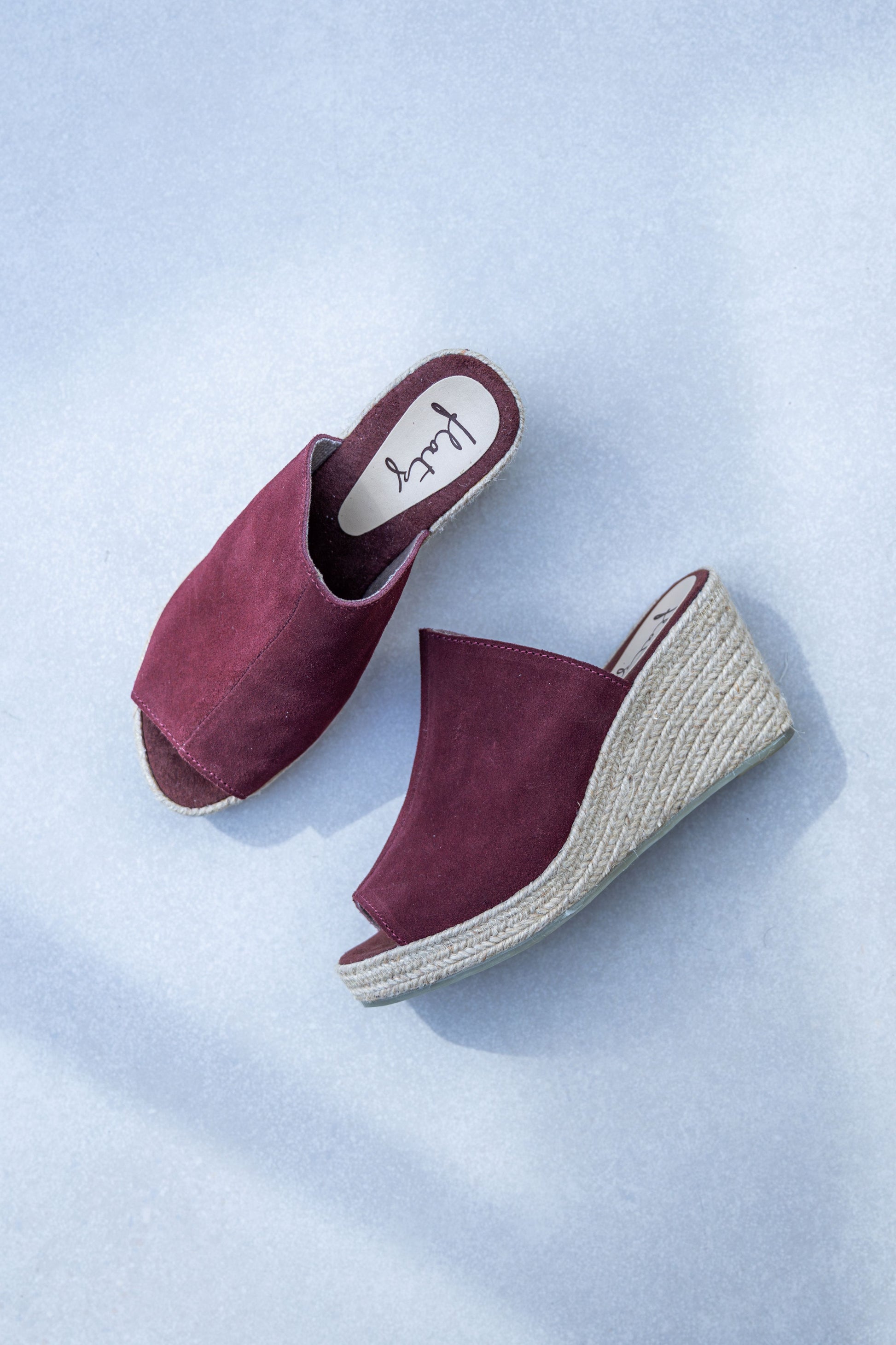 Suede Wedge Espadrilles - Marsala