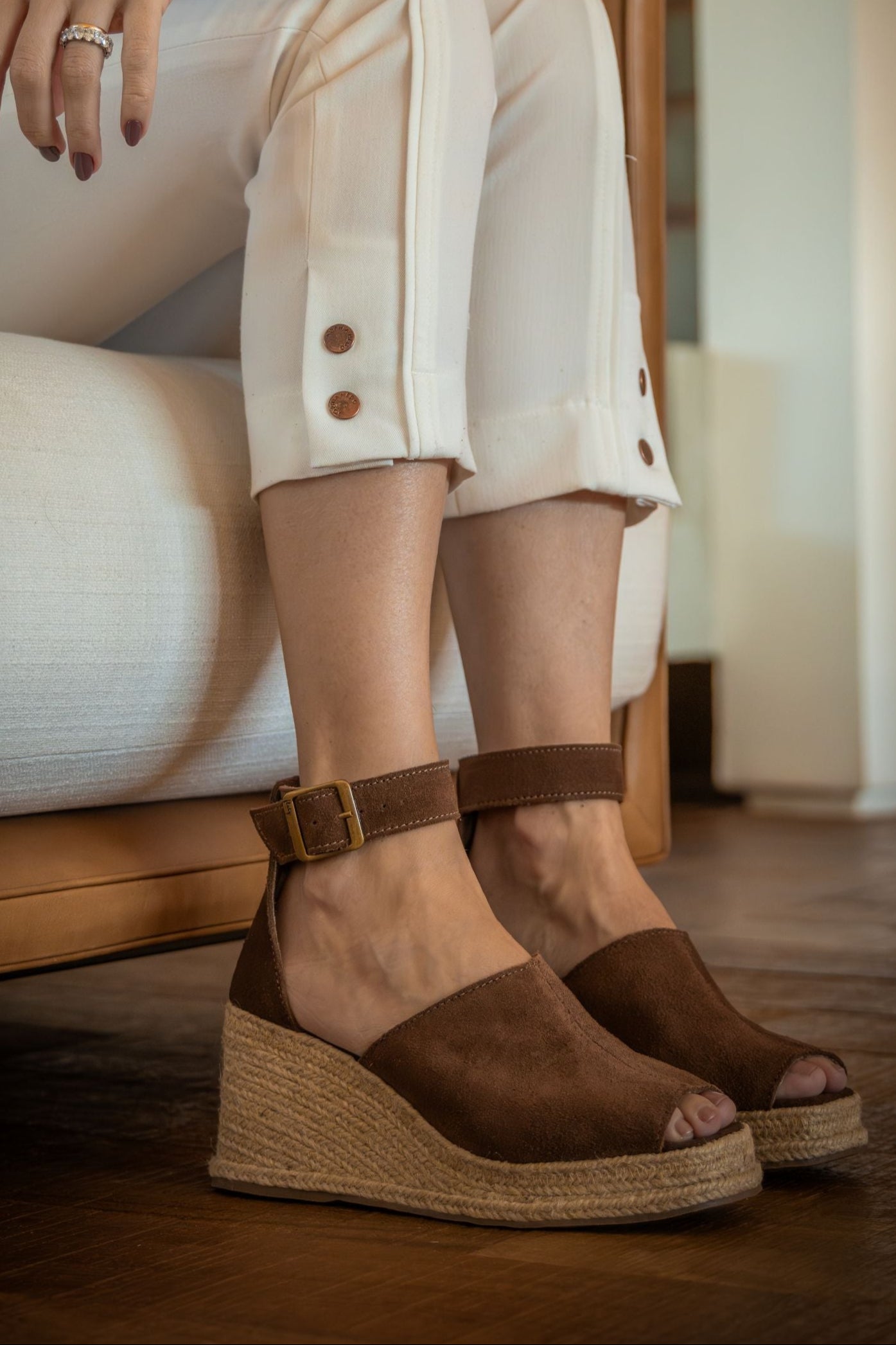 Suede Platform Espadrille - Coffee