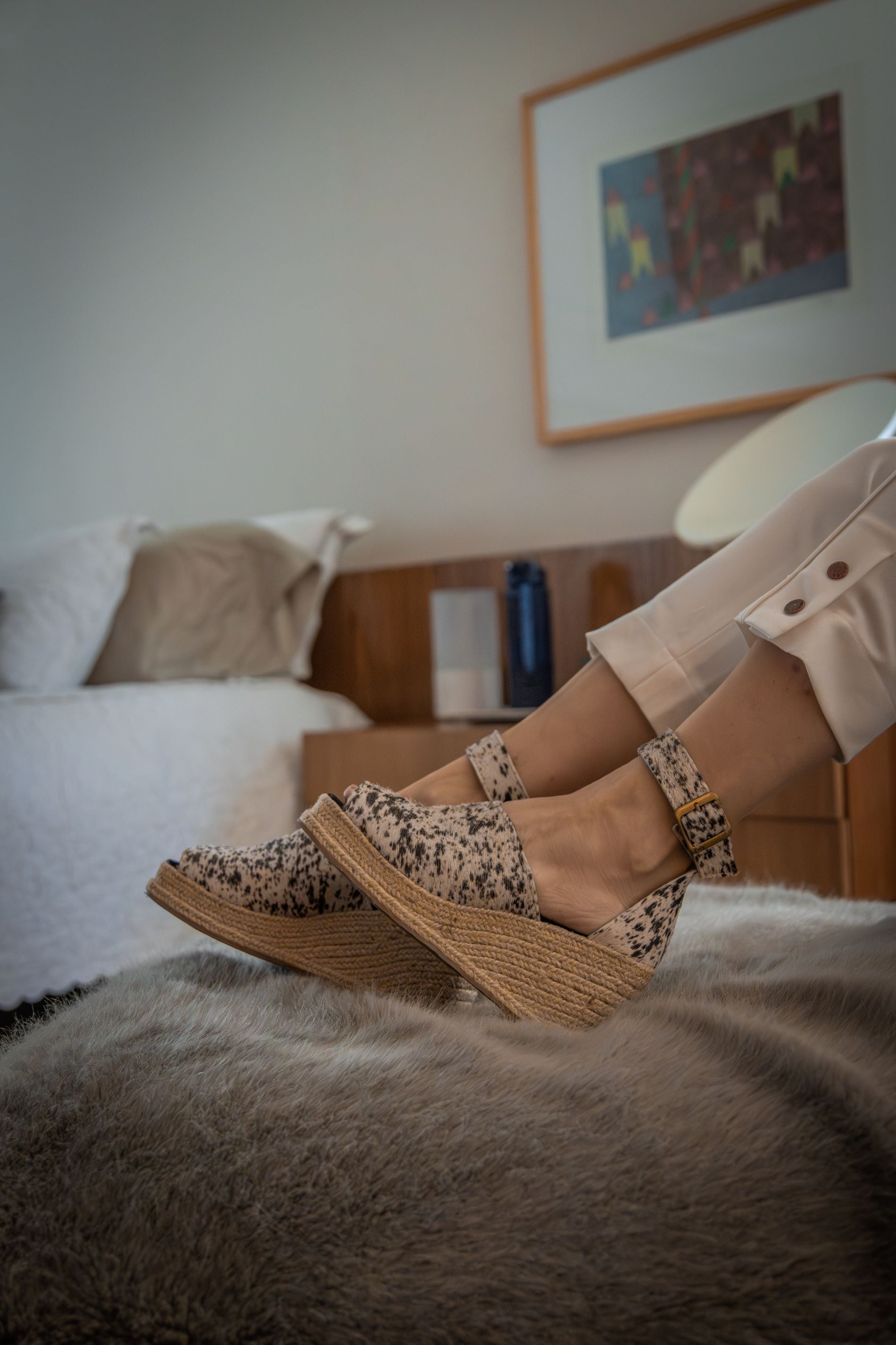 Espadrille Platform Leather - Black Speckled