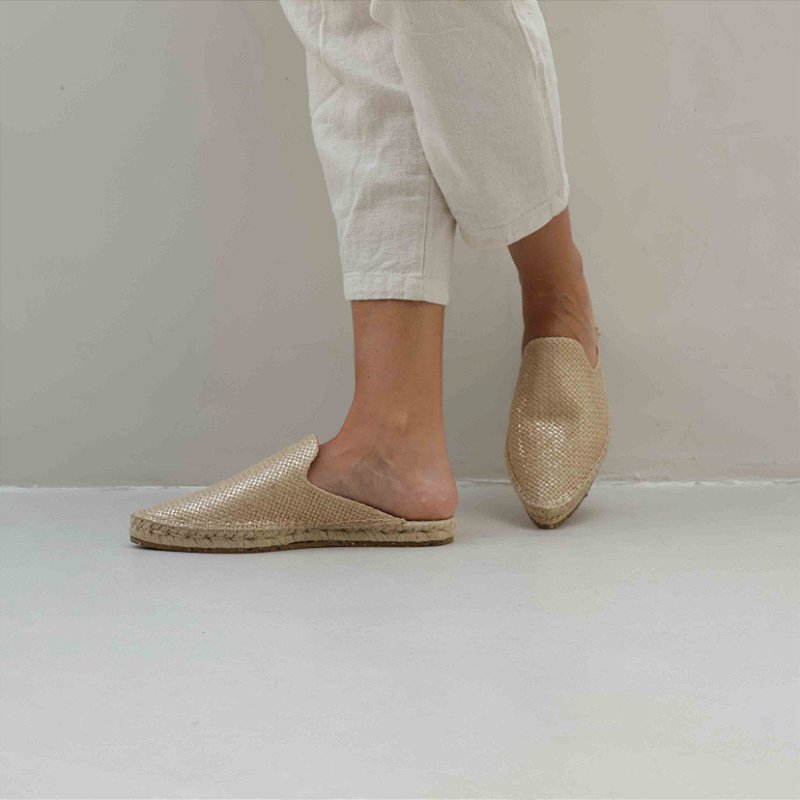 Espadrille Mule Loafer - Gold Foil