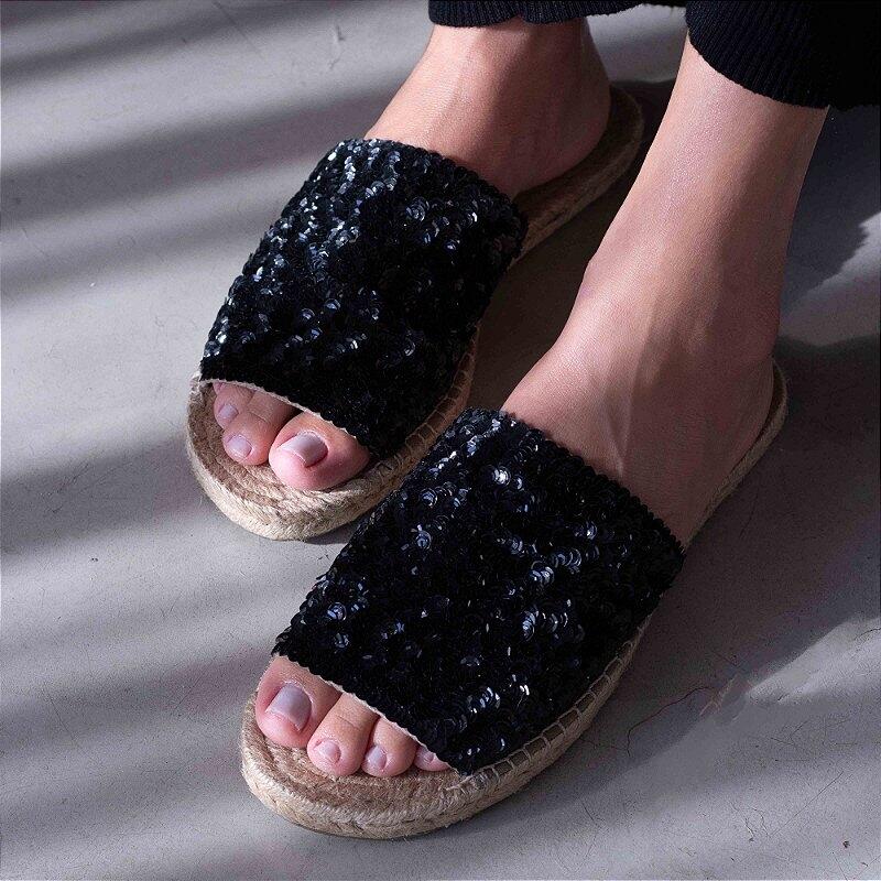 Espadrille Slide Mix - Black