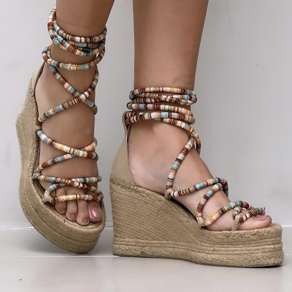 Espadrille Platform 10cm with Straps - Suede