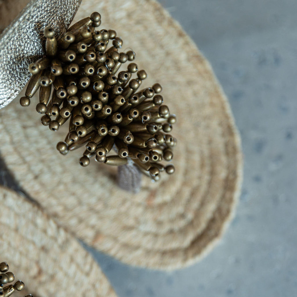 pre-sale embroidered metallic flats