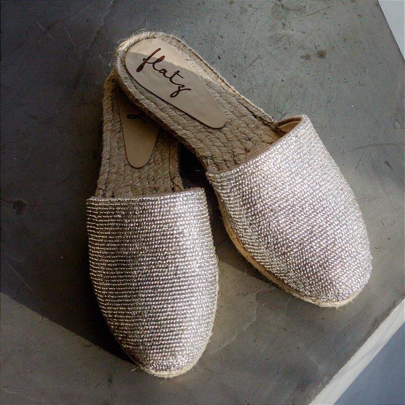 Embroidered Espadrille Mule - Transparent