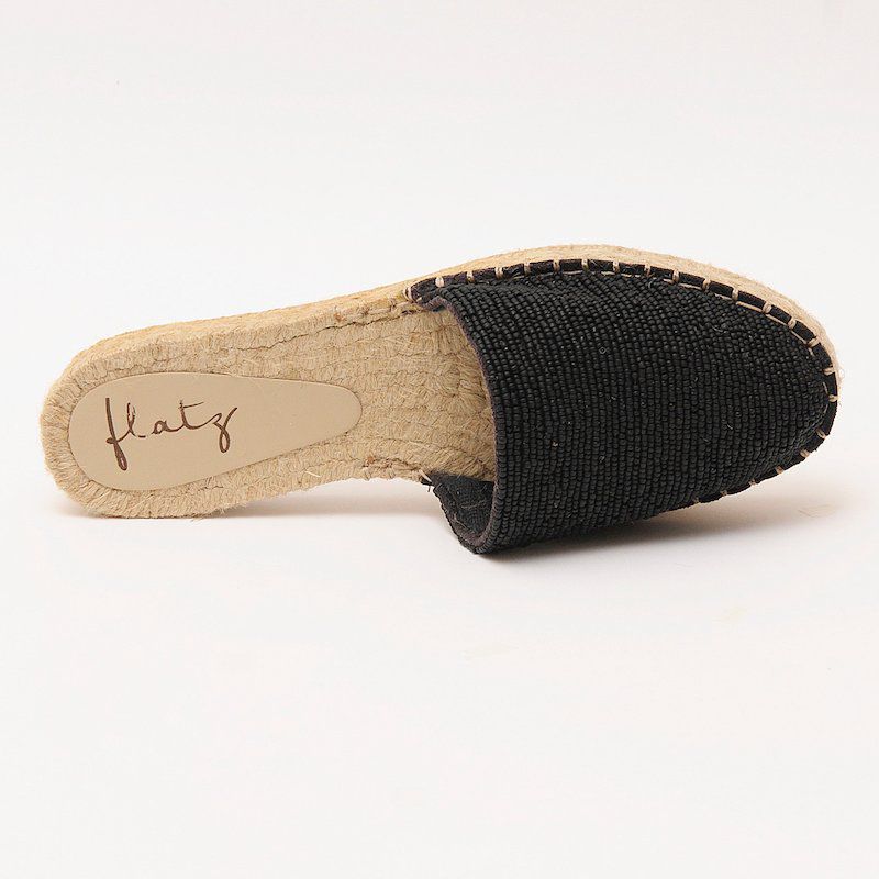 Espadrille Mule with Double Beaded Sole - Matte Black