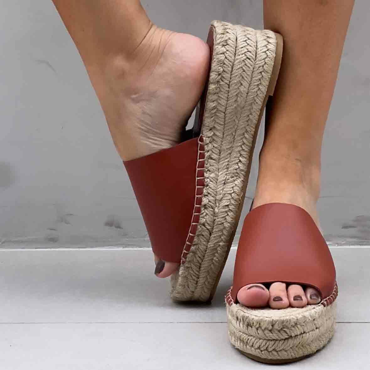 Espadrille Flatform Slide - Terracotta