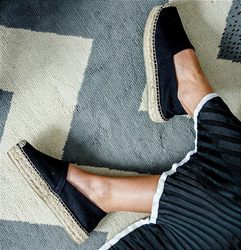 Double Sole Espadrille - Black