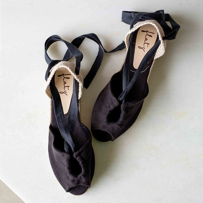 Espadrille Peep Toe Midi - Black