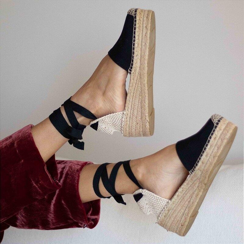Fabric Midi Espadrille - Black