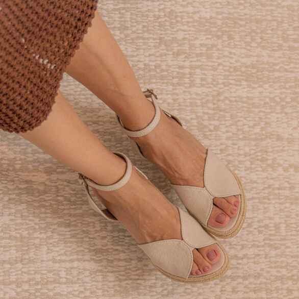 Espadrille Wedge Peep Toe - Off White