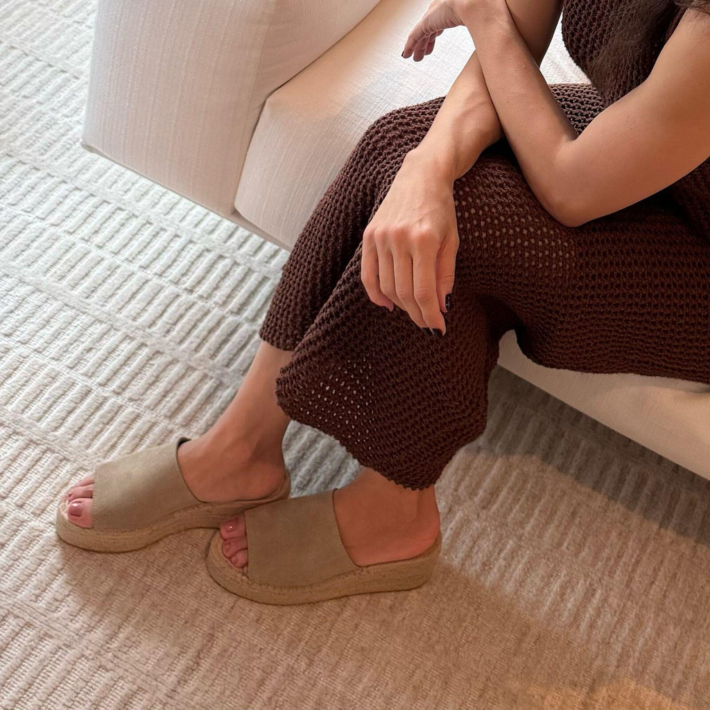 Espadrille Flatform Slide Suede - Fendi