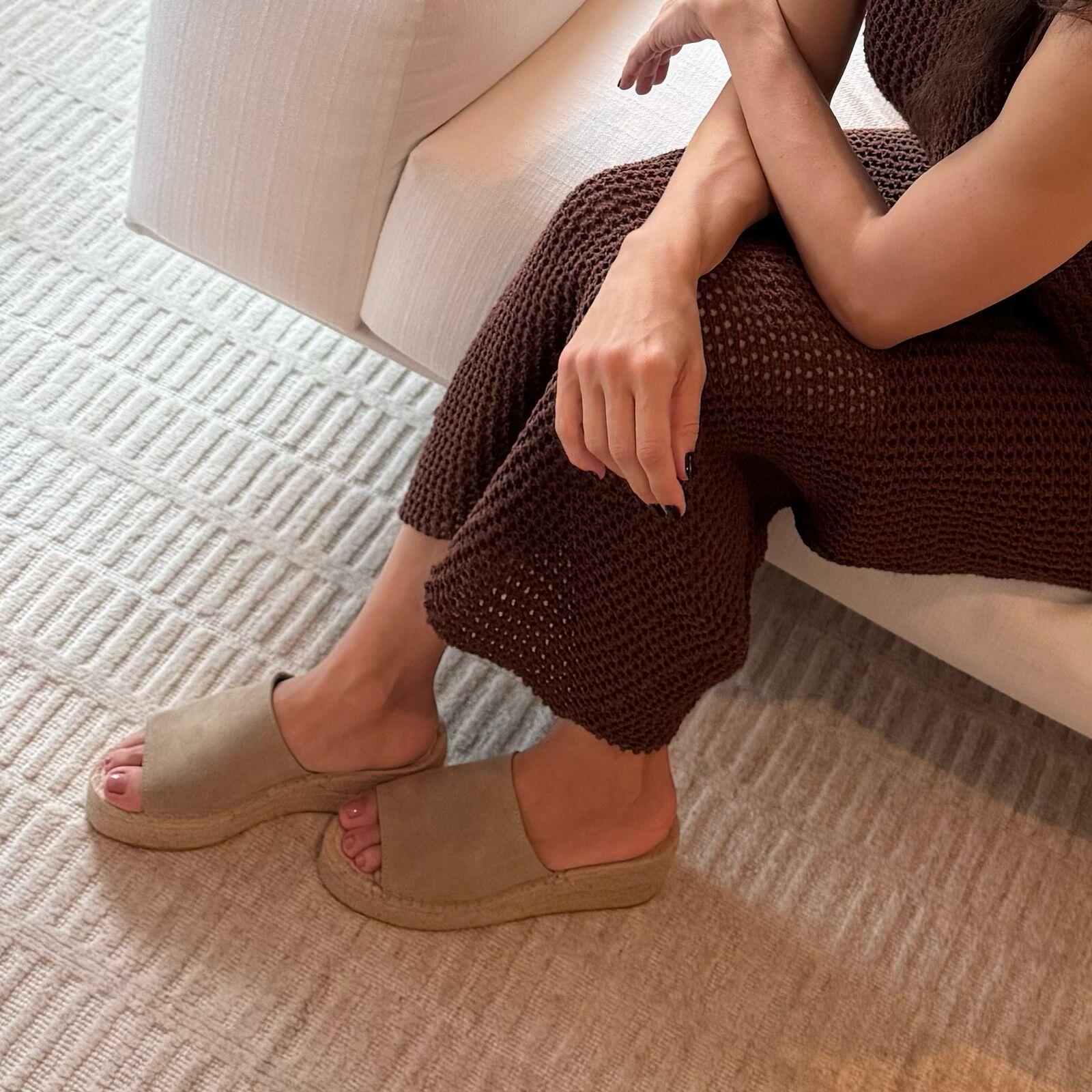 Espadrille Flatform Slide Suede - Fendi
