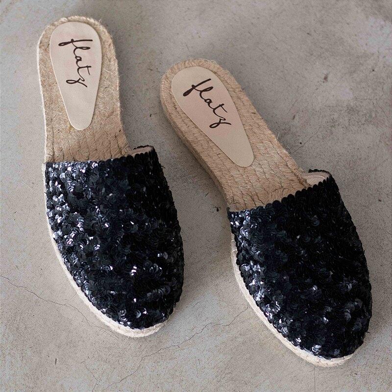Espadrille Mule Mix - Black