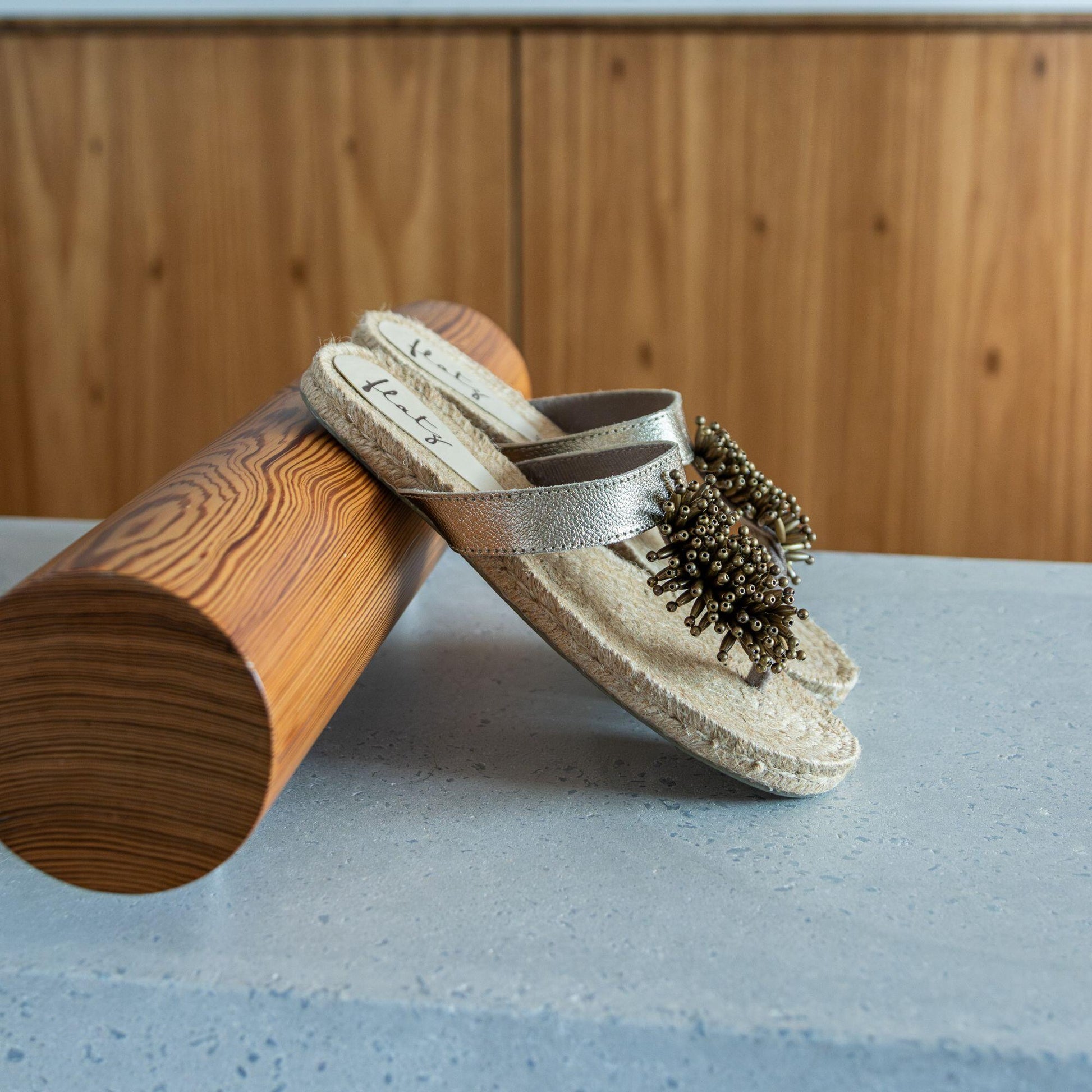 metallic embroidered flats