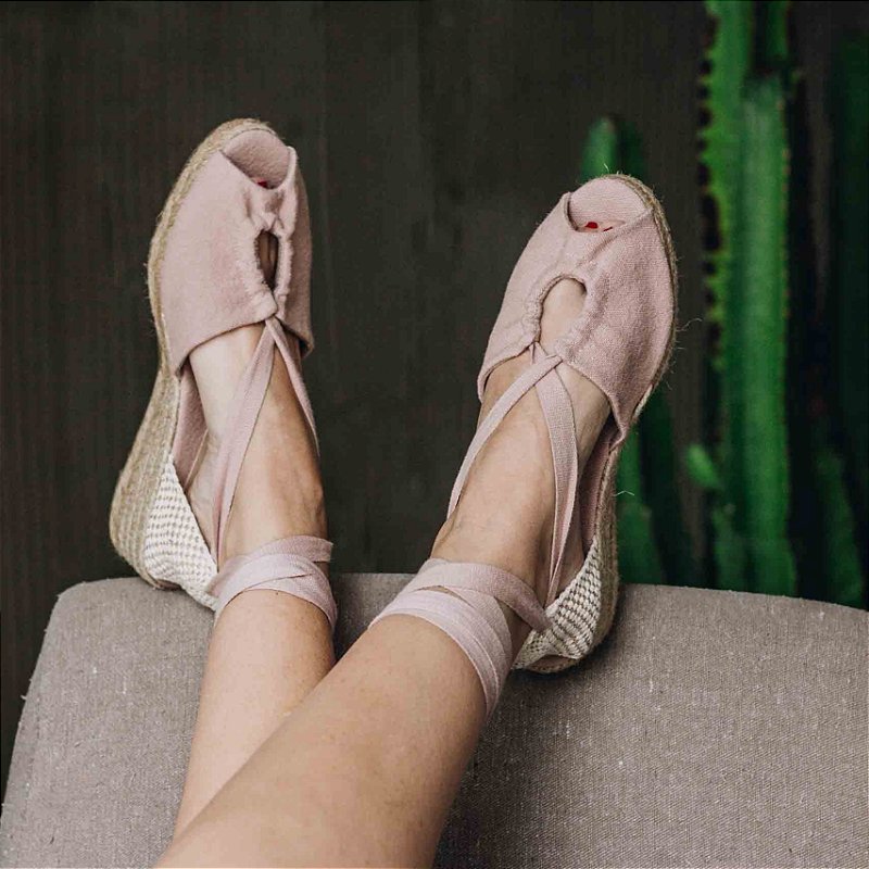 Espadrille Peep Toe Midi - Tea Pink