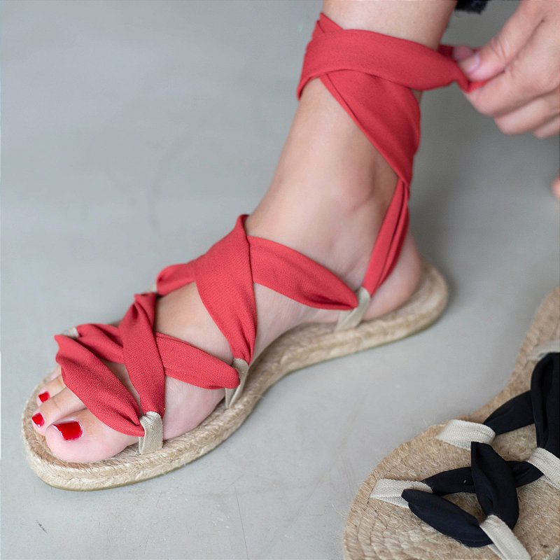 Cross Scarf Flat Sandal