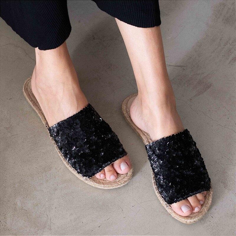 Espadrille Slide Mix - Black