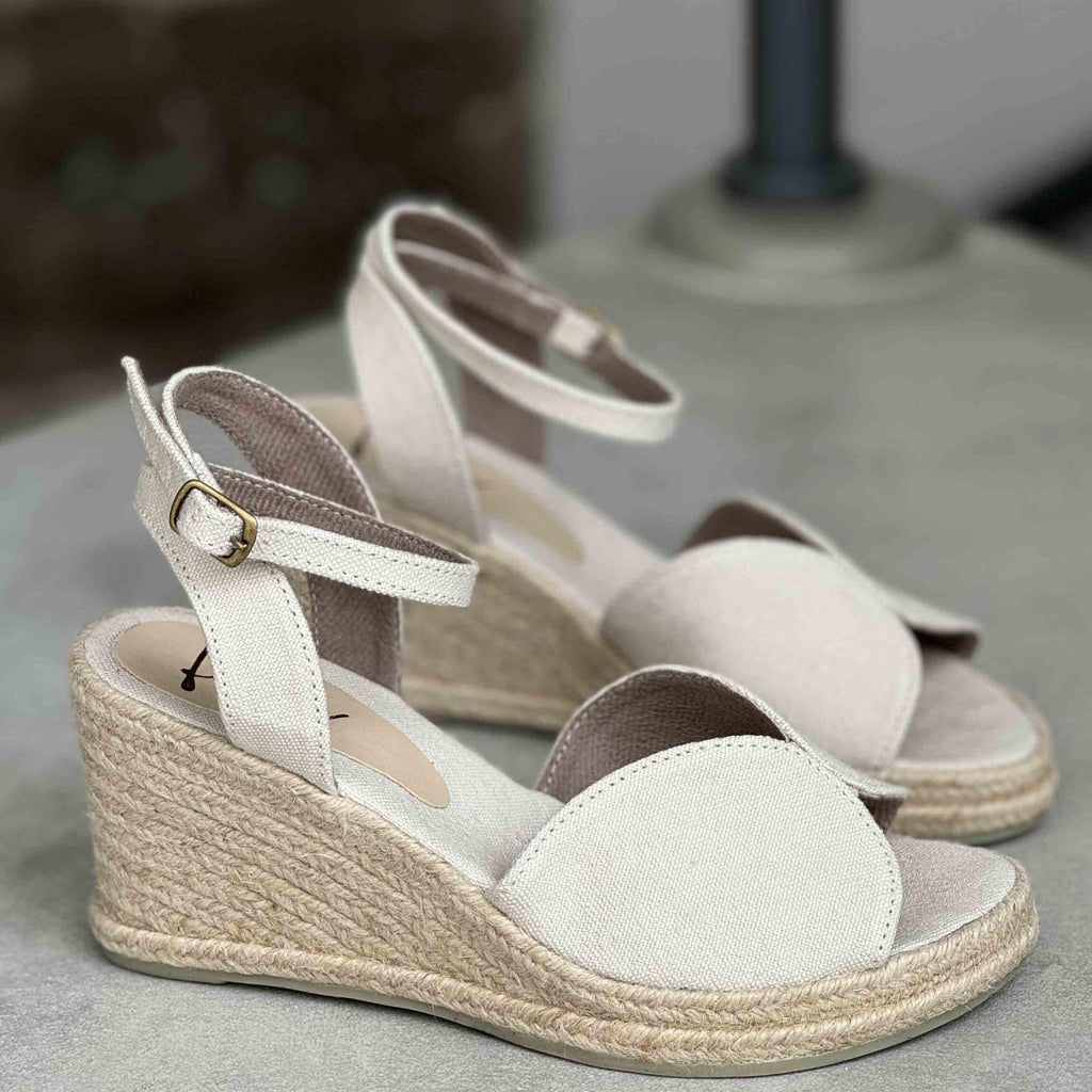 Espadrille Wedge Peep Toe - Off White
