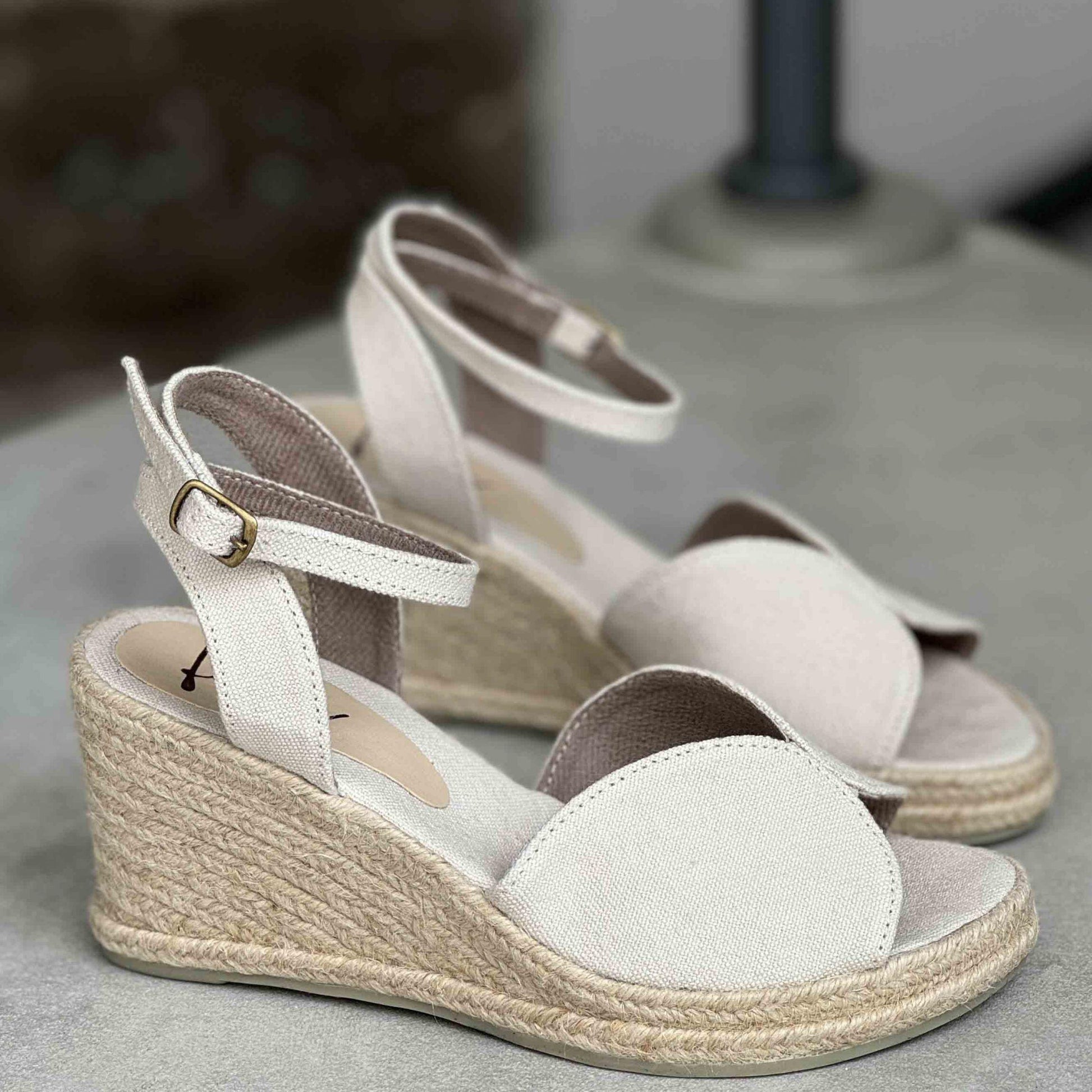 Espadrille Wedge Peep Toe - Off White