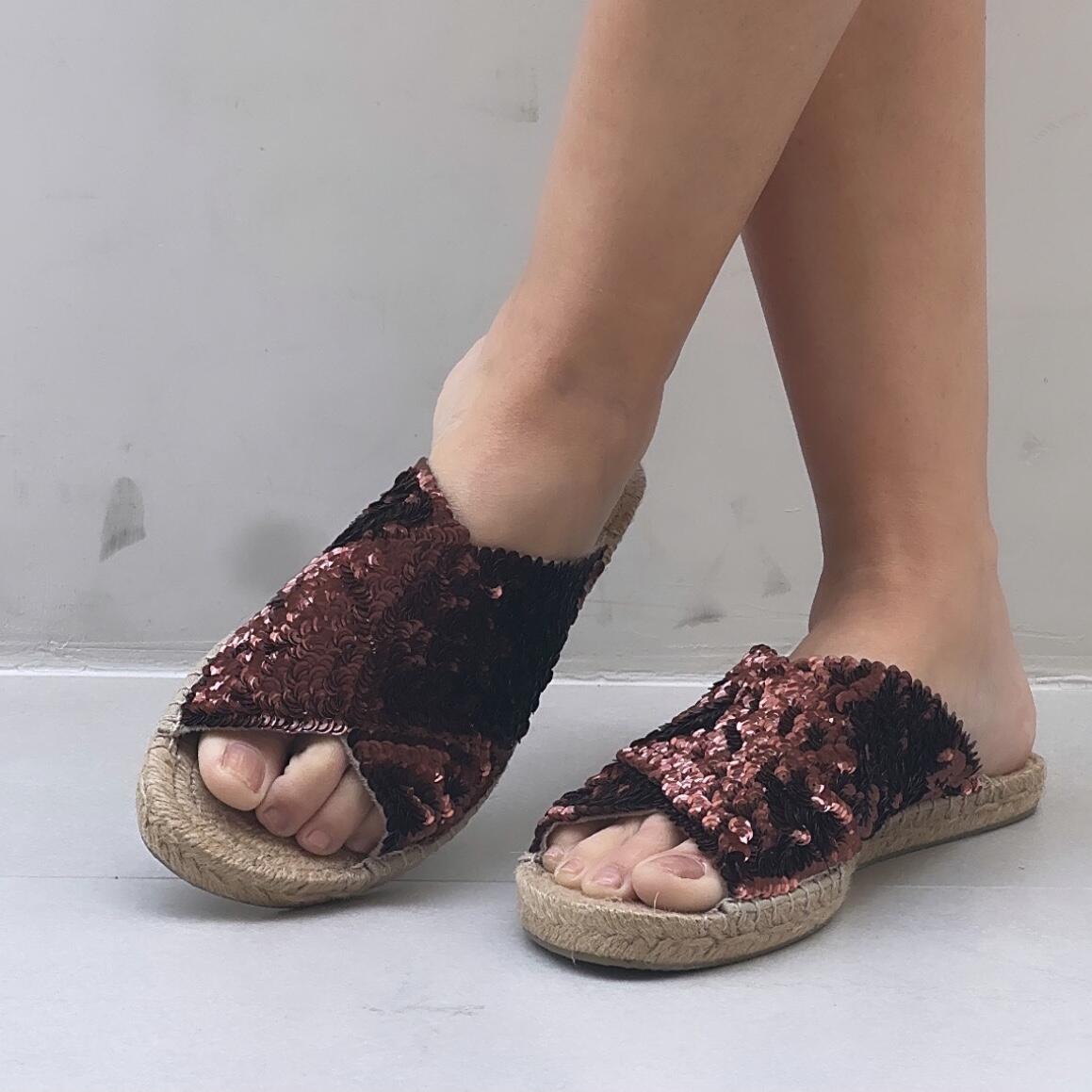 Espadrille Slide X Embroidery - Brown