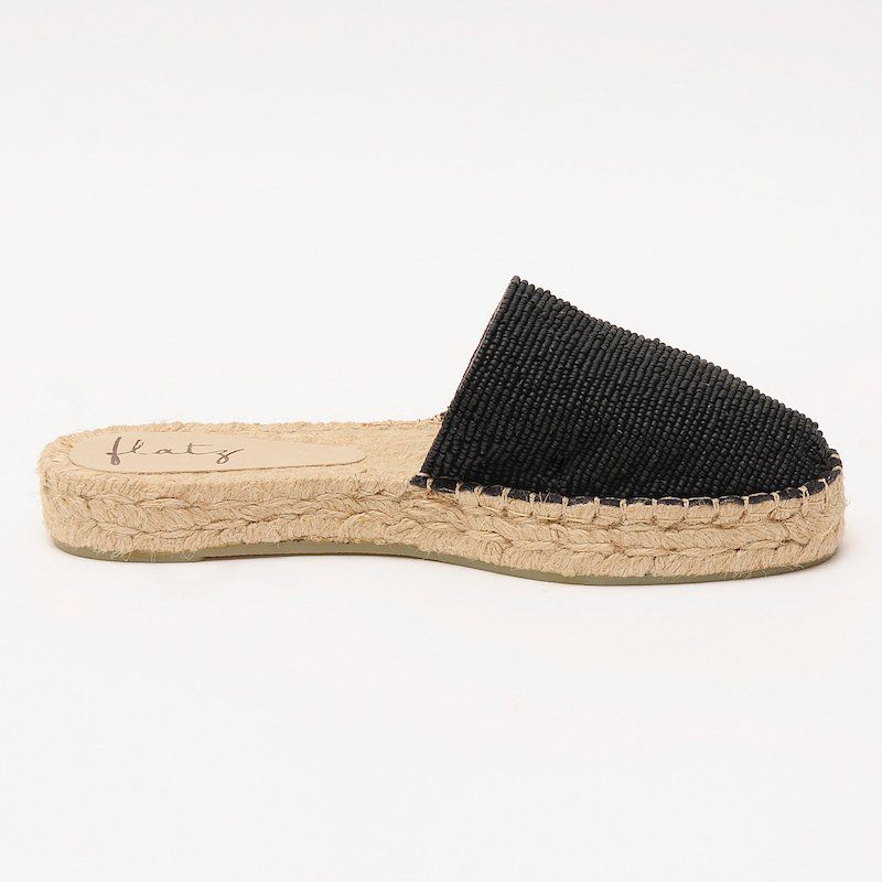 Espadrille Mule with Double Beaded Sole - Matte Black