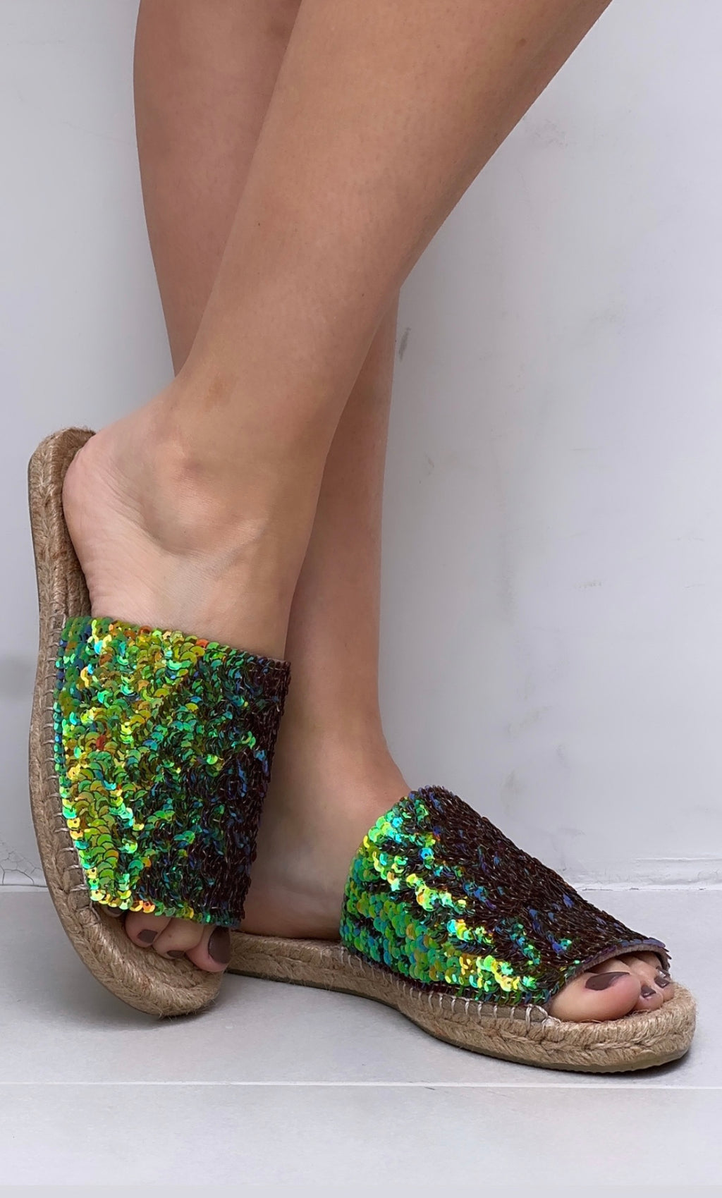 Espadrille Slide - Iridescent Green
