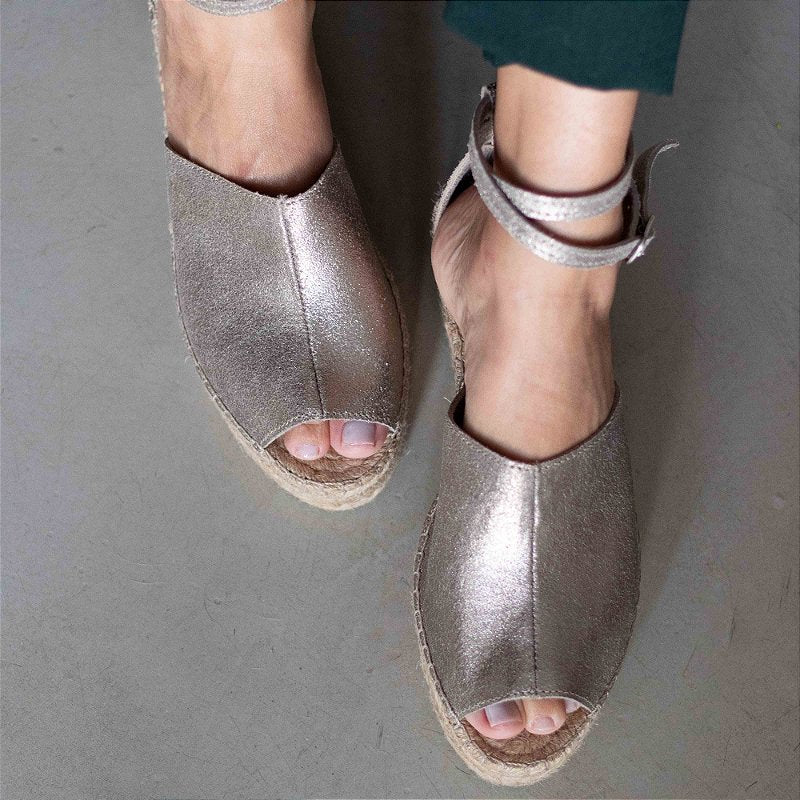 Metallic Midi Espadrille 5cm - Silver 5cm