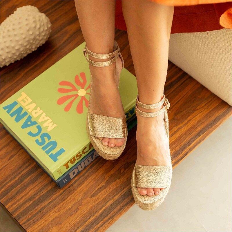 espadrille flatform gold leather