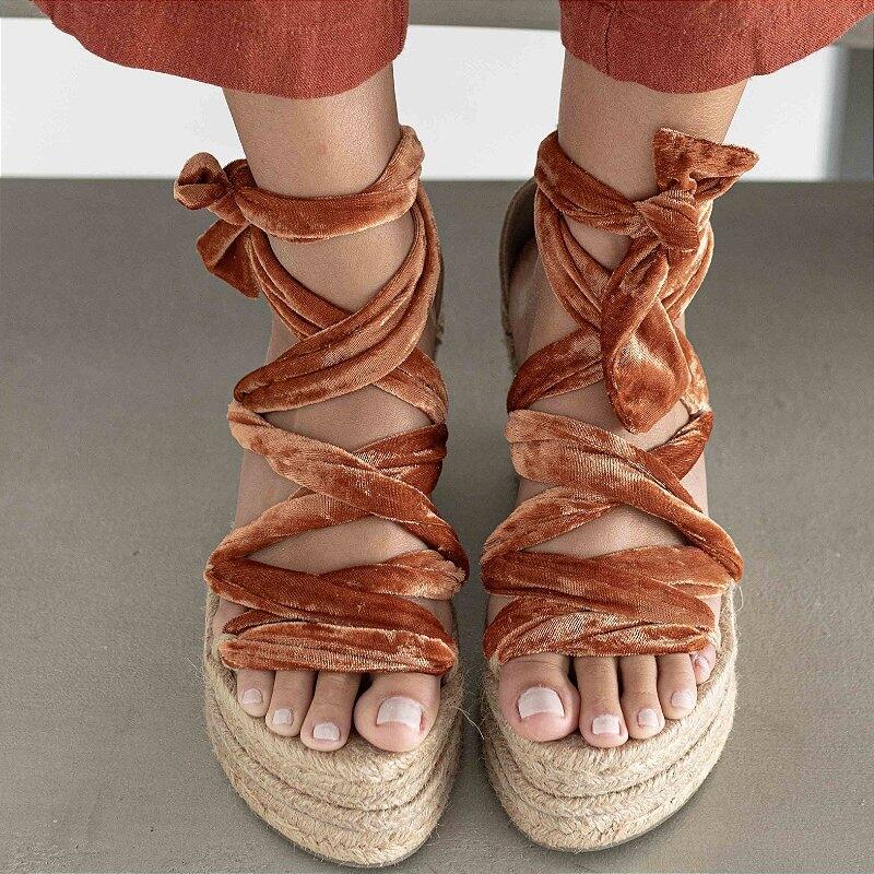 Espadrille Platform 10cm with Straps - Suede
