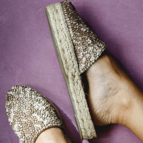 Double Sole Espadrille Mule - Bronze and Rose