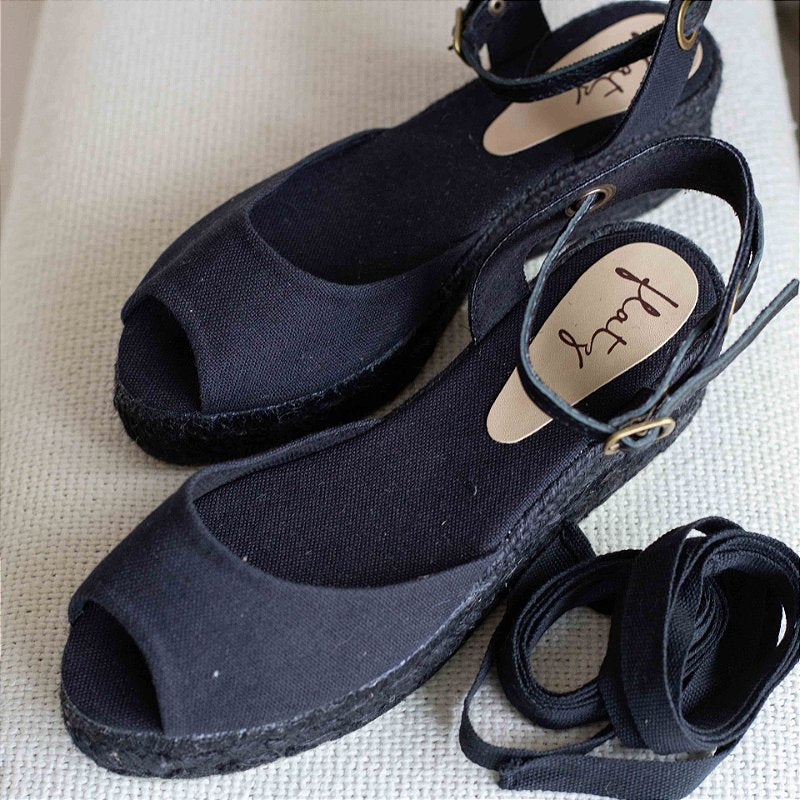 Alpargatas de yute negras de 5 cm - Últimos pares
