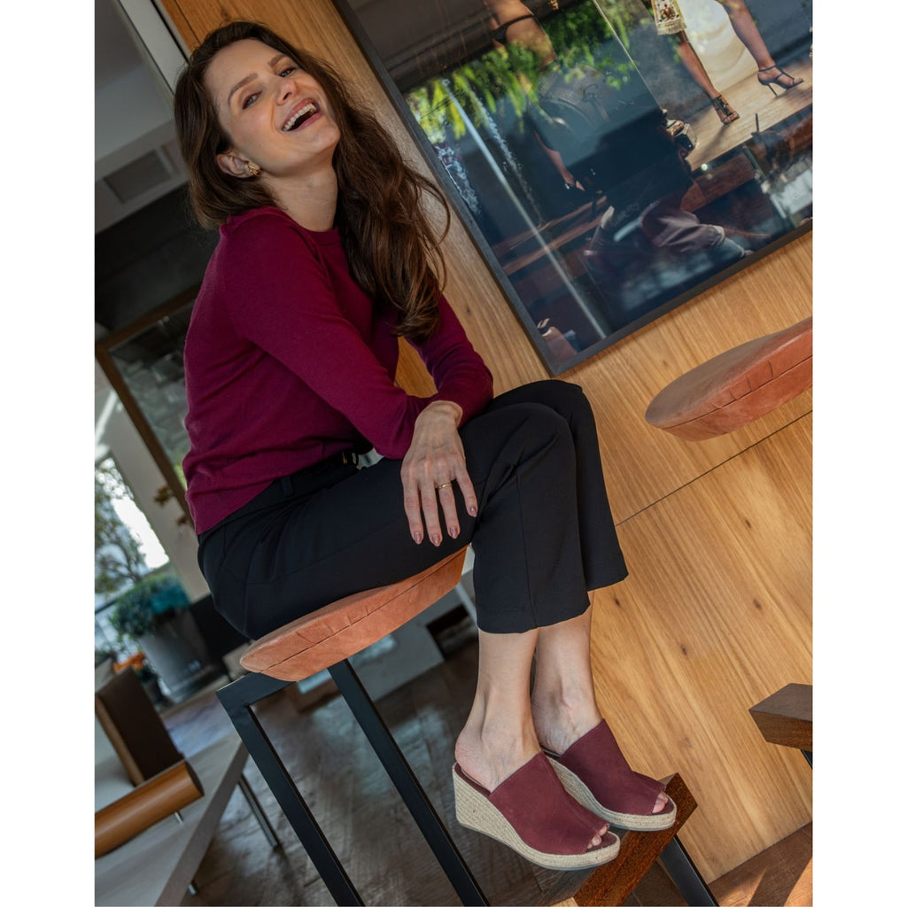 Suede Wedge Espadrilles - Marsala