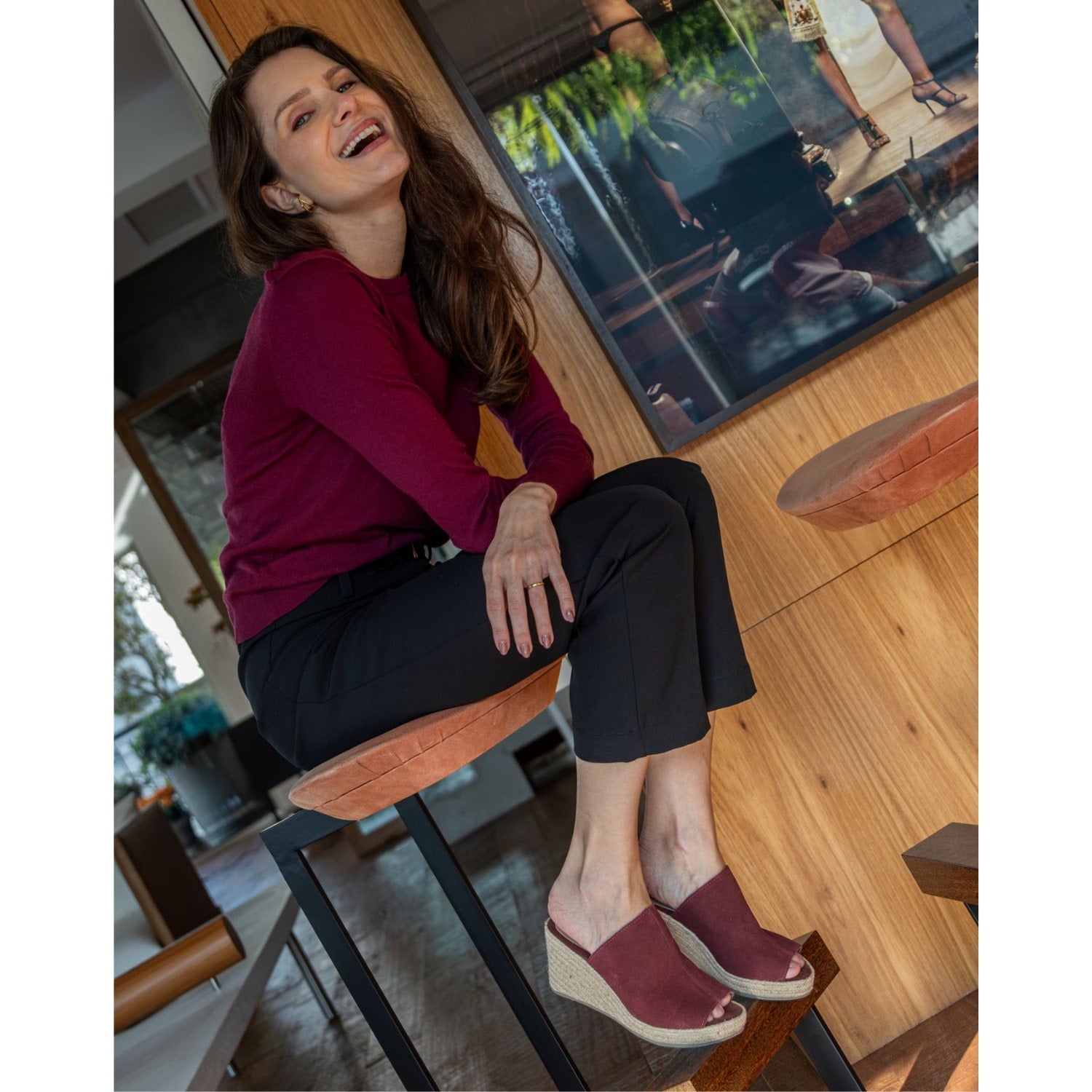 Suede Wedge Espadrilles - Marsala