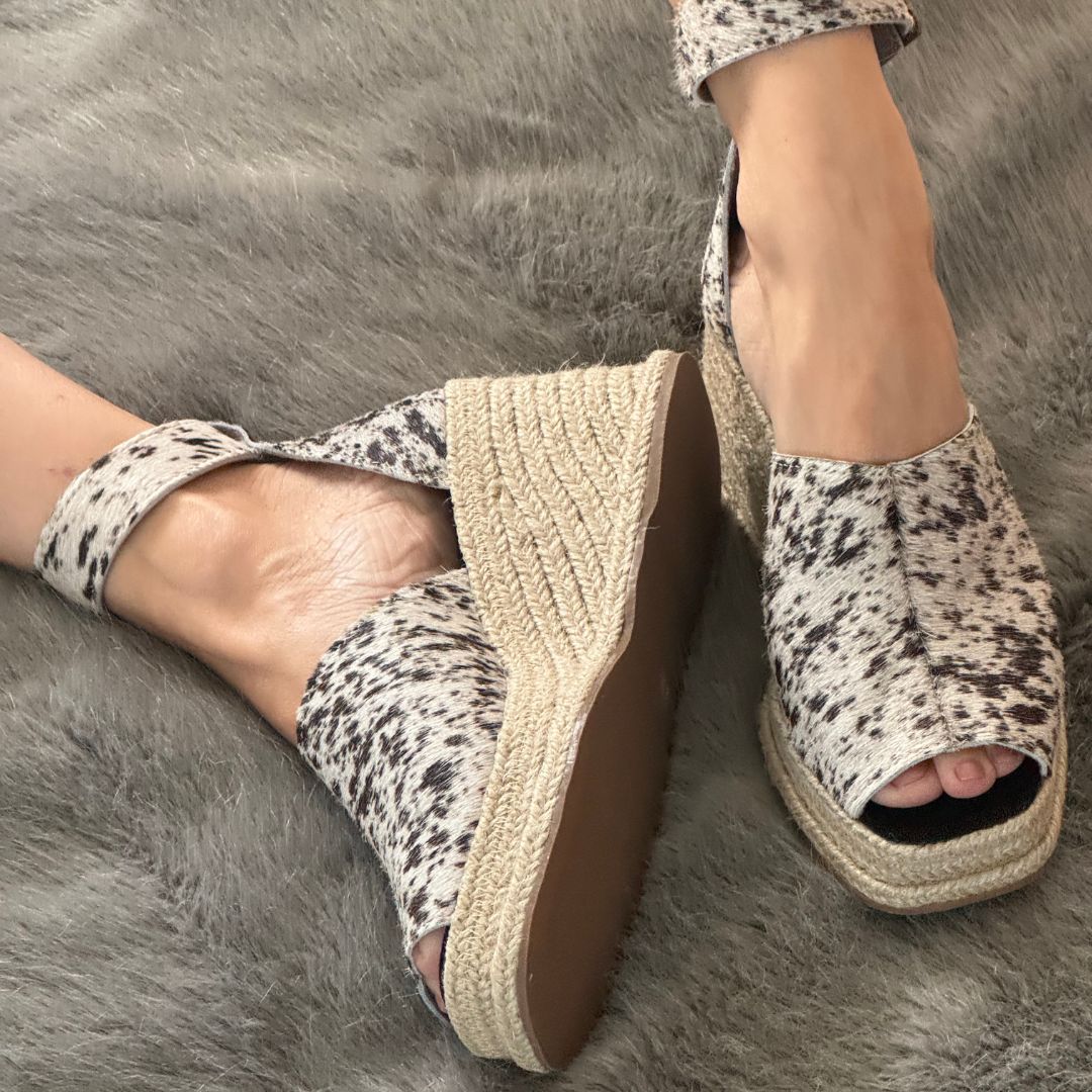 Espadrille Platform Leather - Black Speckled