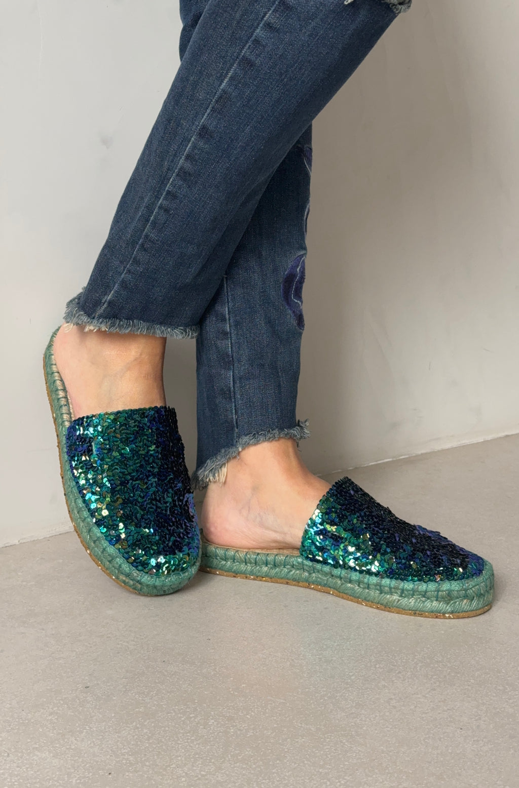 Espadrille Mule Double Sole - Iridescent Blue