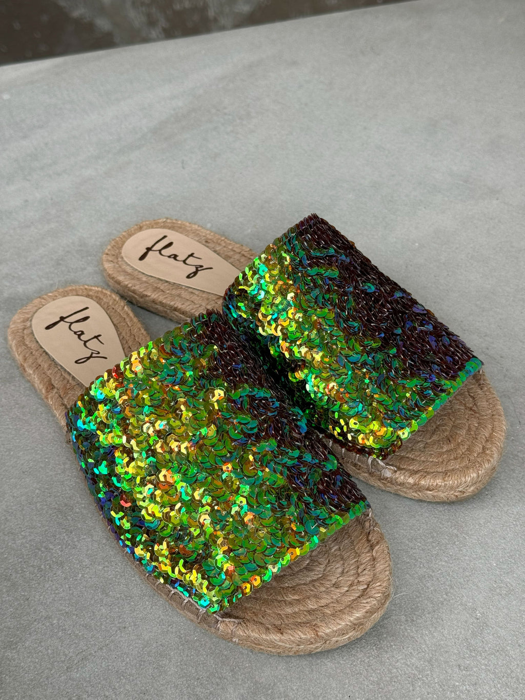 Espadrille Slide - Iridescent Green