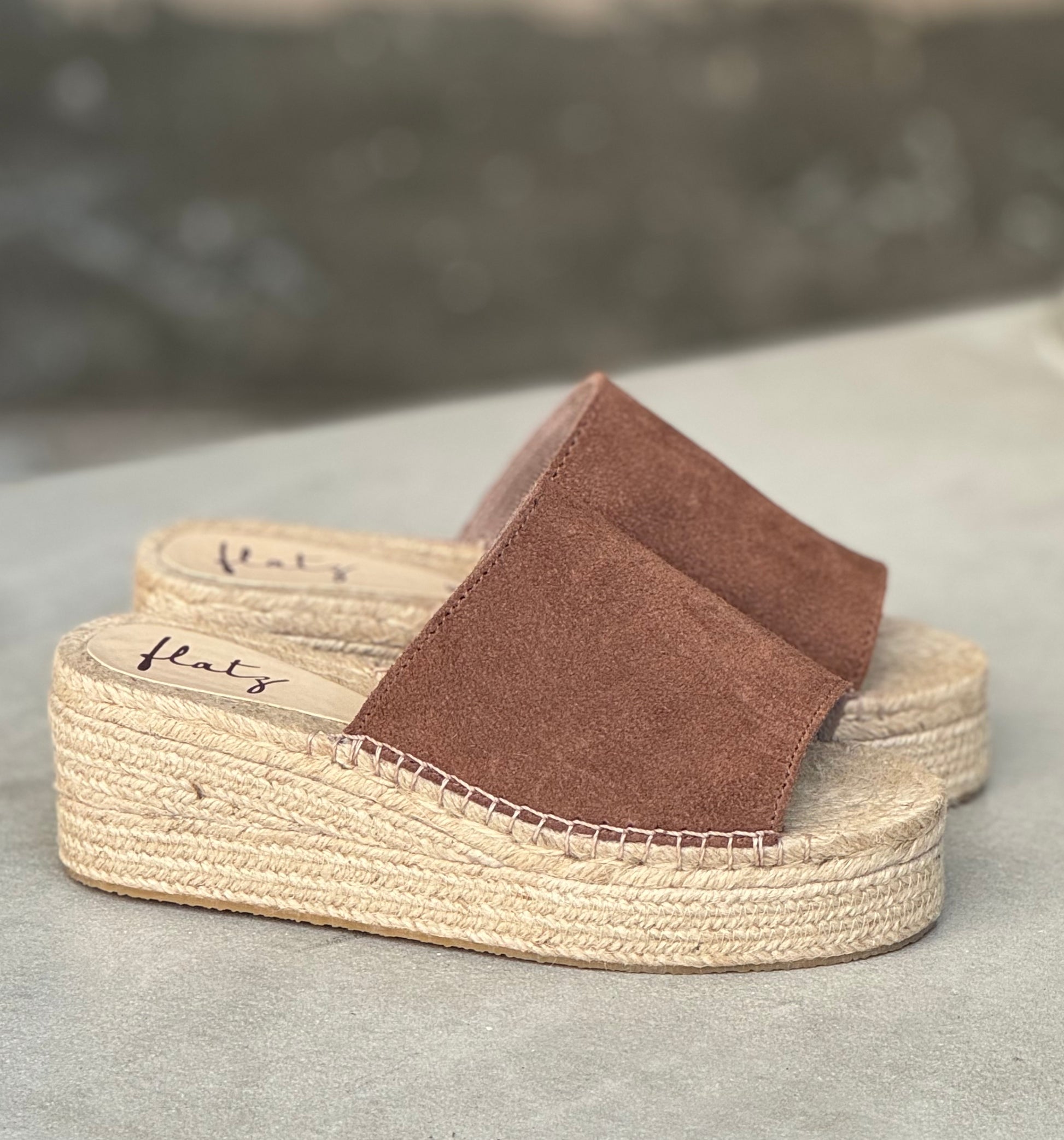 Espadrille Flatform Slide - Coffee Suede