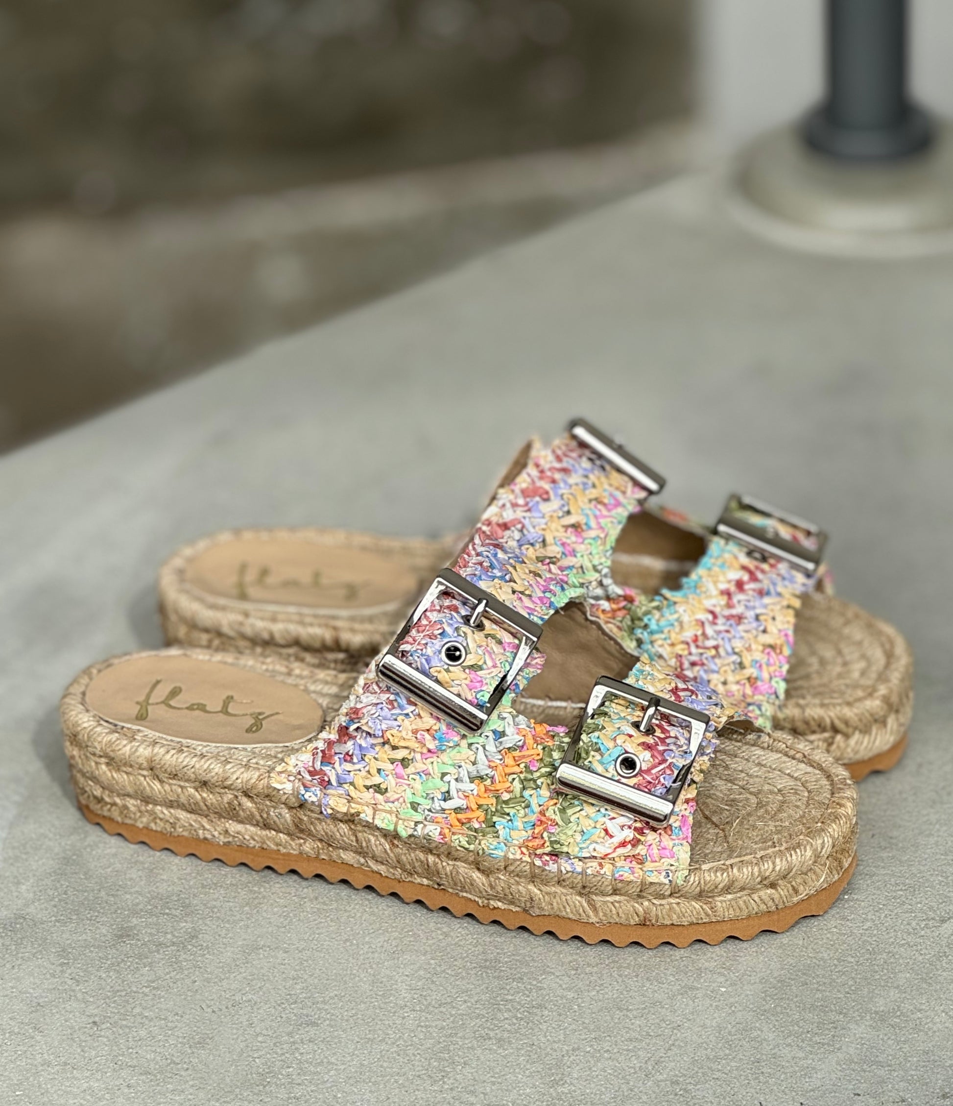 Colorful Birken flatform espadrille