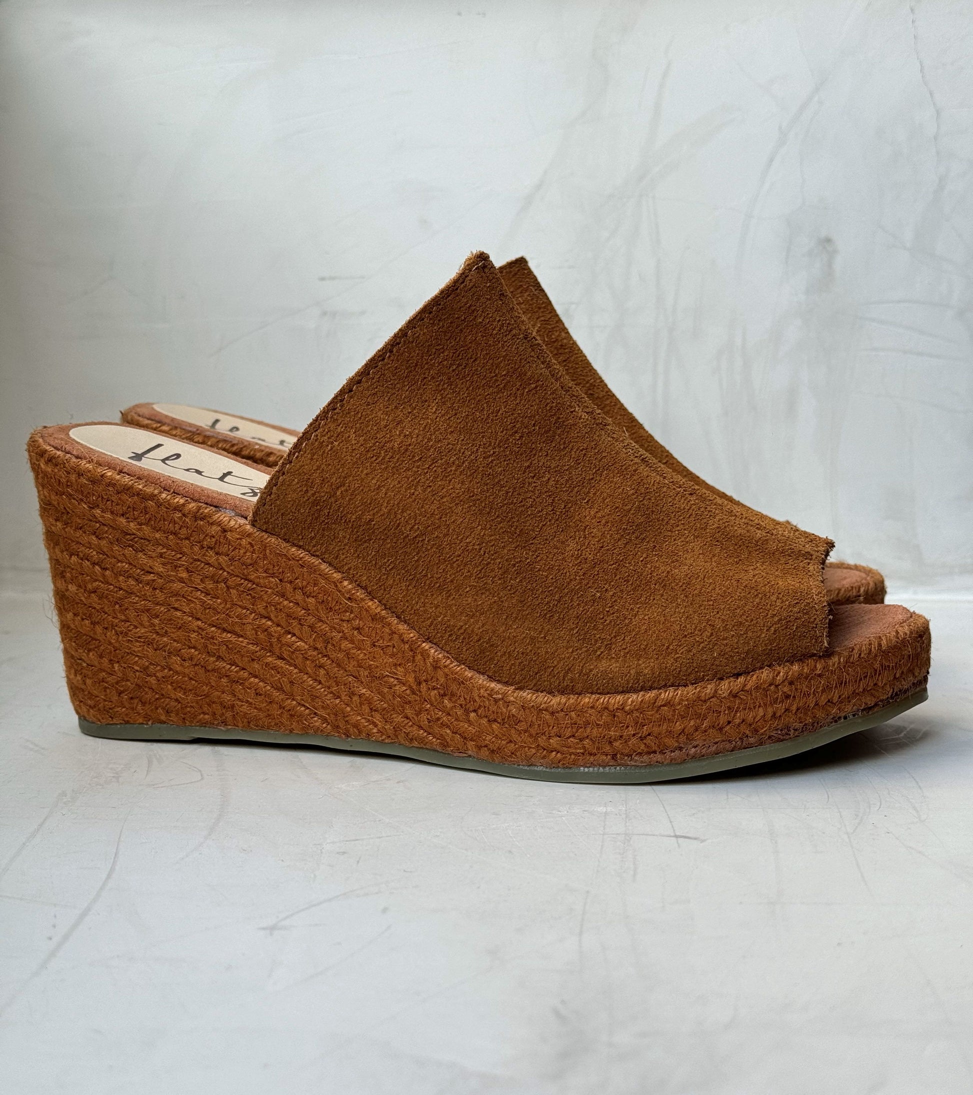 Suede Wedge Espadrille - Caramel